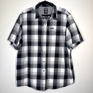 Wrangler  Mens Short Sleeve Button Up Shirt Utility Casual Farm Western Plaid 2X